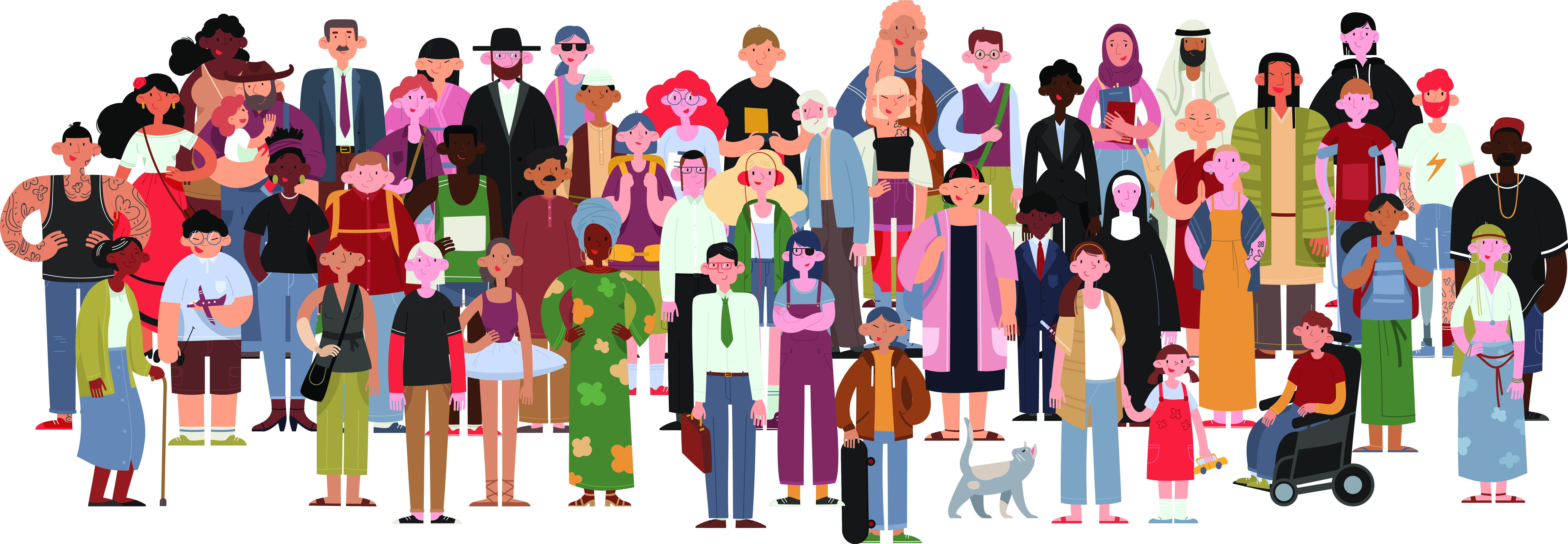 Illustration of a diverse crowd of people.